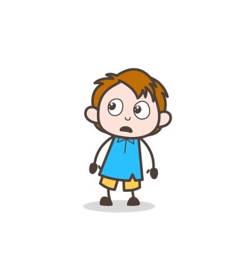 Endişeli yüzü açık ağızlı - sevimli çizgi çocuk vektör