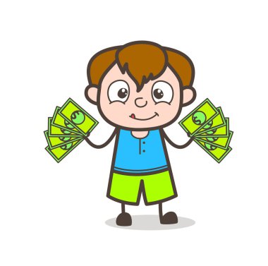 Para - sevimli çizgi çocuk resimde çok küçük bir çocukla