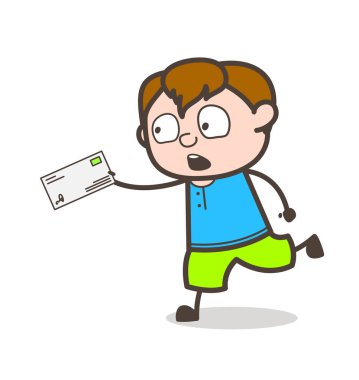 Mektup - sevimli çizgi çocuk illüstrasyon ile çalışan çocuk