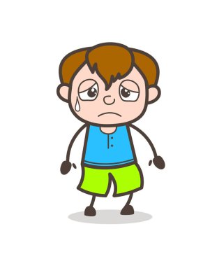 Dalgın yüz - sevimli çizgi çocuk illüstrasyon