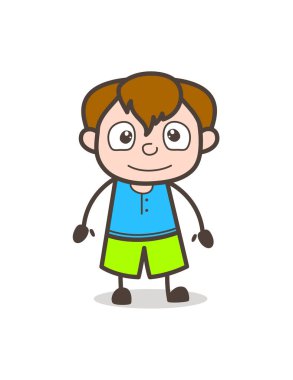 Biraz çocuk yüz - sevimli çizgi çocuk resimde gülümseyen