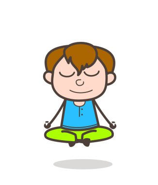 Meditasyon - sevimli çizgi çocuk illüstrasyon iş küçük çocuk