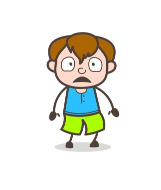 Endişeli yüzü - sevimli çizgi çocuk illüstrasyon