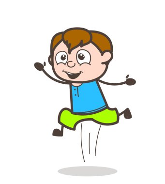 Heyecan - sevimli çizgi çocuk illüstrasyon çalıştıran