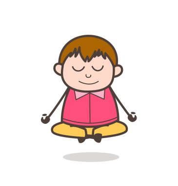 Yoga - sevimli çizgi şişko çocuk çizim yaparken