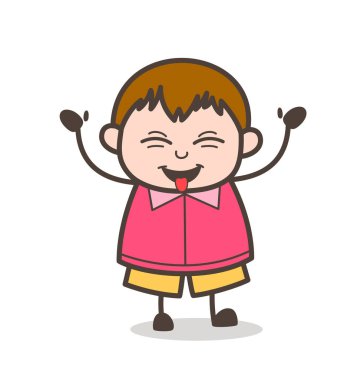 Yaramaz gülen yüz - sevimli çizgi şişko çocuk illüstrasyon