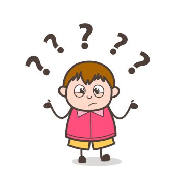 Sevimli çizgi şişko çocuk illüstrasyon çocuk yüz ifadesi - karışık