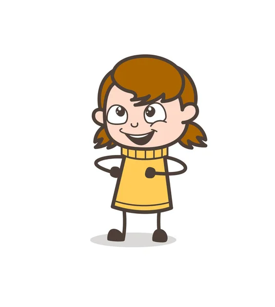 Ballando in eccitazione - Carino Cartoon Girl Illustrazione — Vettoriale Stock