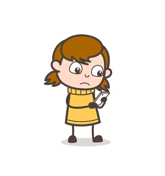 Ustaraná tvářička po přečtení zprávy - Cute Cartoon Girl obrázek — Stockový vektor
