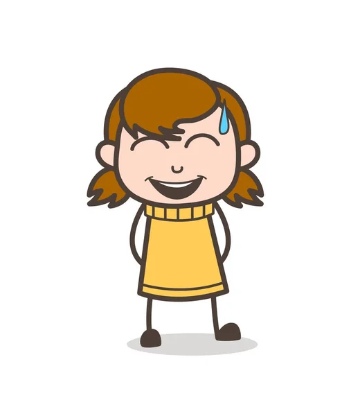 Smějící se tvář s studený pot - Cute Cartoon Girl obrázek — Stockový vektor