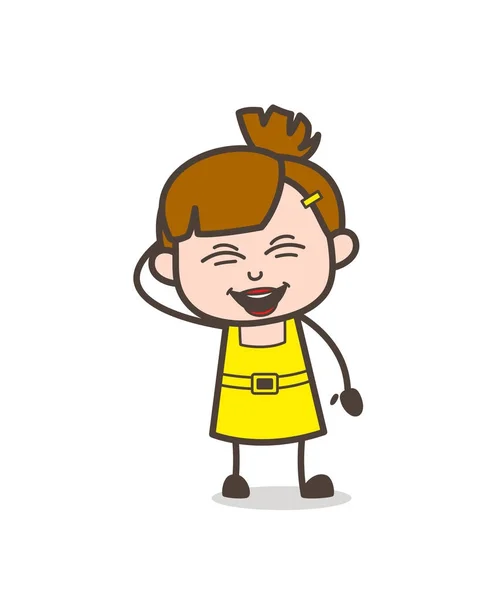 Wajah Tertawa Sangat Bahagia Kartun Cute Girl Vector - Stok Vektor