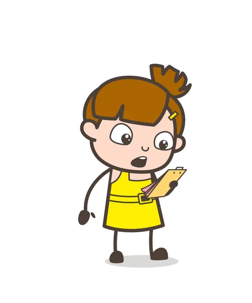 Notas de leitura de criança - Bonito Cartoon Girl Vector — Vetor de Stock