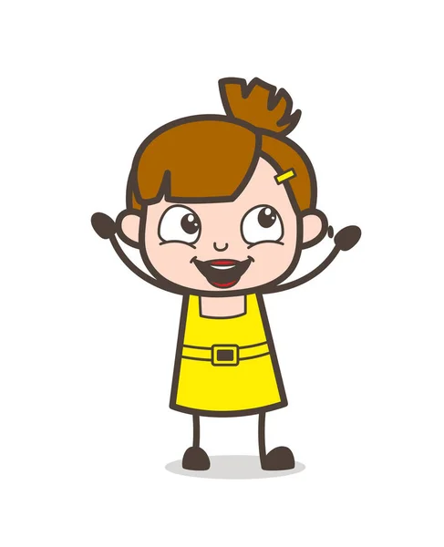 Expressão alegre - Bonito Cartoon Girl Vector — Vetor de Stock