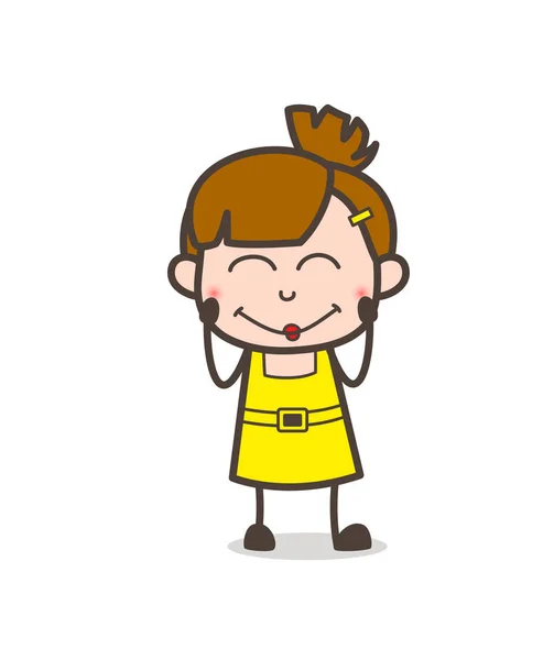 Sonriente niño rubor cara - Linda chica de dibujos animados Vector — Vector de stock