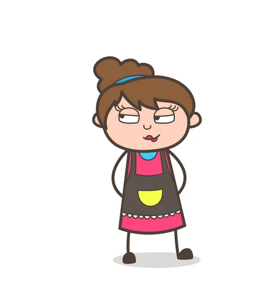 狡猾的表情-美容师女孩艺术家卡通矢量 — 图库矢量图片