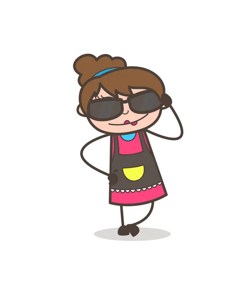 Fashionable Sunglasses - Beautician Girl Artist Cartoon Vector — Stock Vector
