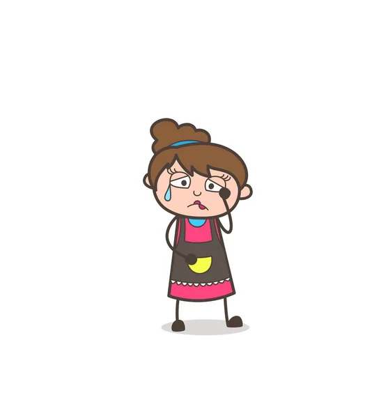 Crying Face - Beautician Girl Artist Cartoon Vector — Stock Vector