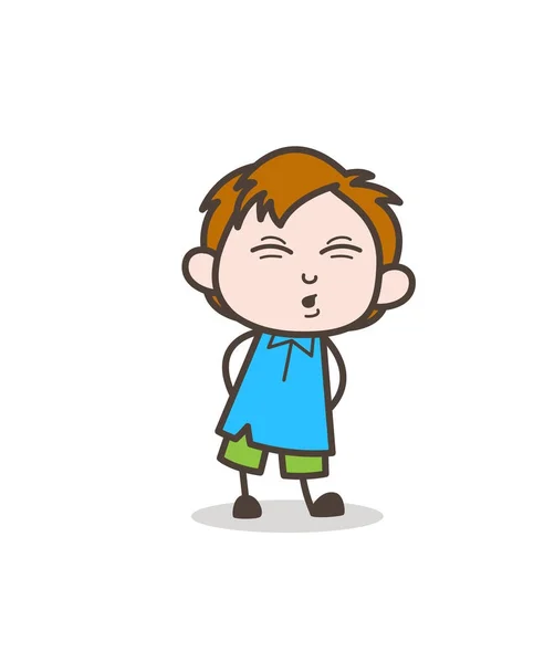 Маленький мальчик смешное лицо - милый мультфильм Кид вектор — стоковый вектор