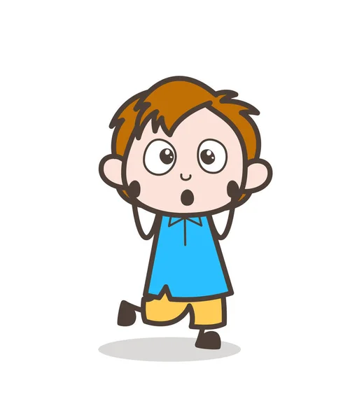 Hushed Face Expression - Cute Cartoon Kid Vector — Stock Vector