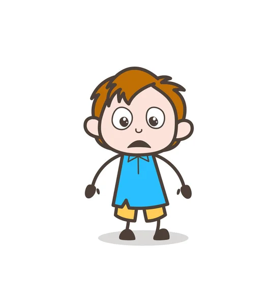 Beetje Kid fronsend gelaatsuitdrukking - Cute Cartoon Kid Vector — Stockvector