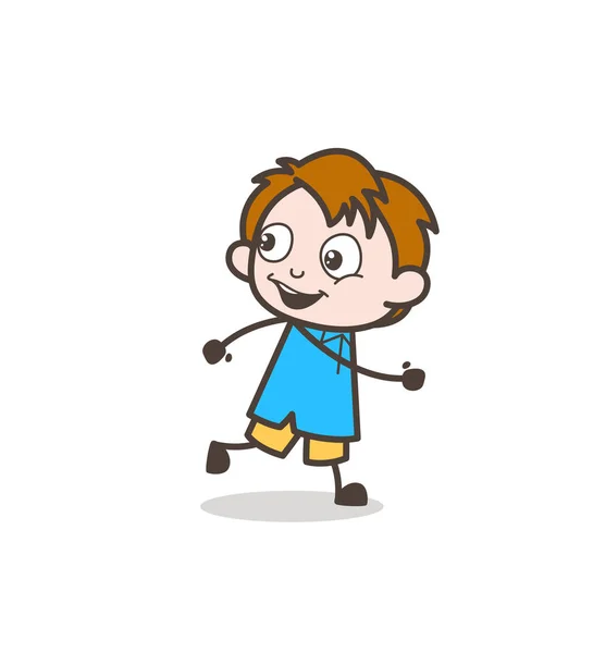 Rindo menino correndo - Bonito desenho animado Kid Vector —  Vetores de Stock