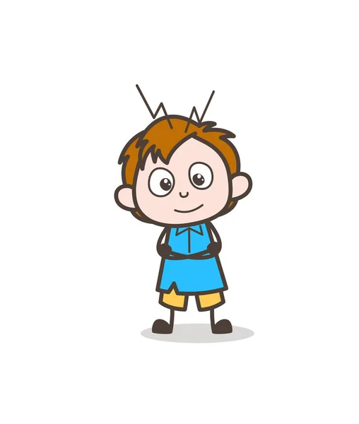 Glimlachend weinig jongen gezicht - Cute Cartoon Kid Vector — Stockvector