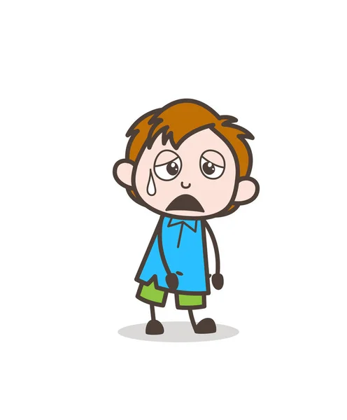 Tired Face with Sweat - Cute Cartoon Kid Vector — Stock Vector