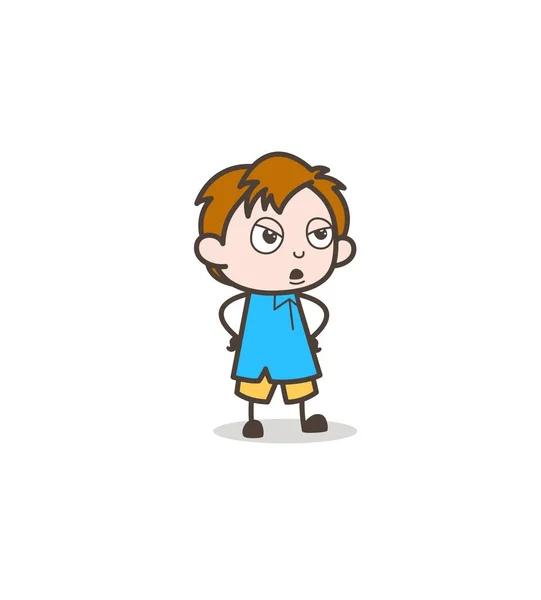 Boos spreken gezicht - Cute Cartoon Kid Vector — Stockvector