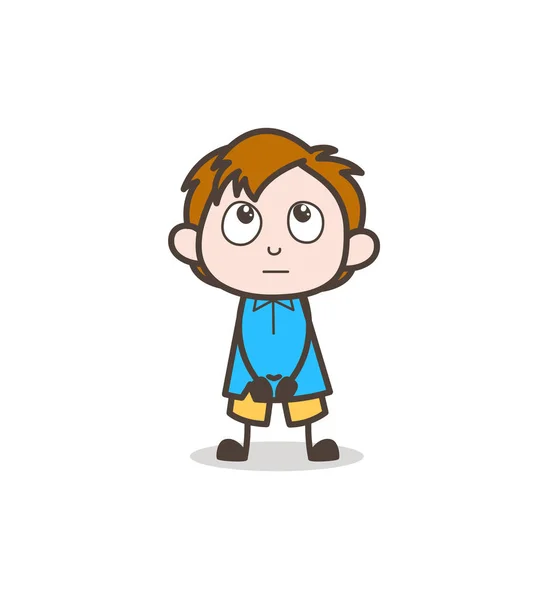 Neutral Face - Cute Cartoon Boy Illustration — Stock Vector