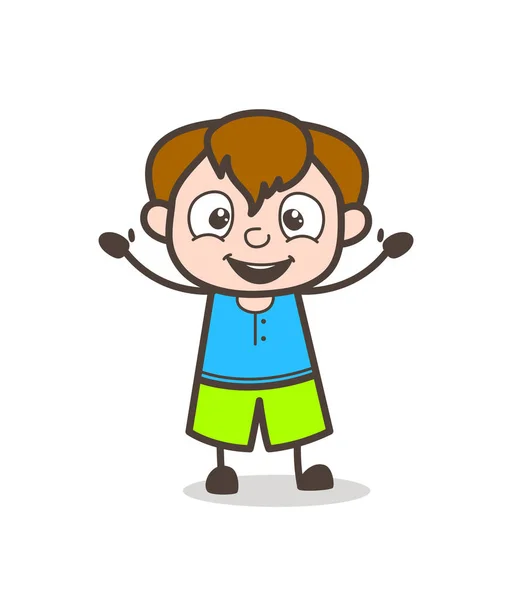 Alegre niño riendo expresión - Cute Cartoon Boy Ilustración — Vector de stock