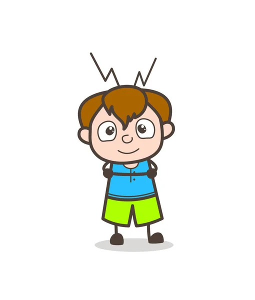 Happy Little Kid Portrait - Illustration de garçon de bande dessinée mignon — Image vectorielle