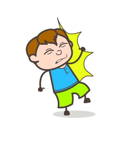 Pequeño niño que se lastima la expresión - Cute Cartoon Boy Ilustración — Vector de stock