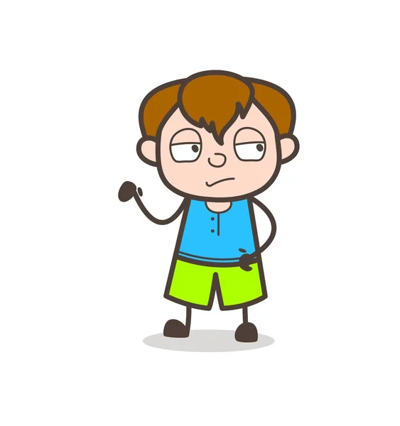 Unamused gezicht expressie - Cute Cartoon Boy illustratie — Stockvector