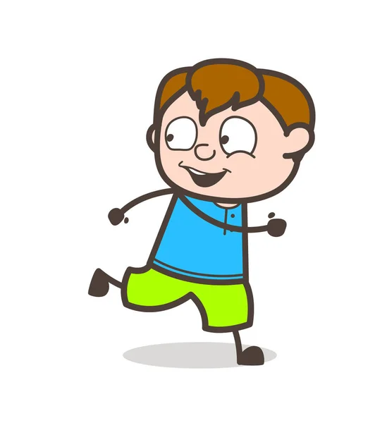 运行在欢乐，可爱的卡通男孩图 — 图库矢量图片