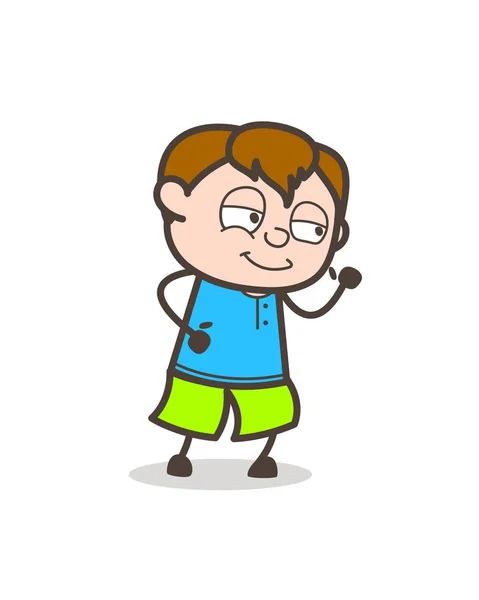 Happy Kid Running Pose - Lindo niño de dibujos animados ilustración — Vector de stock