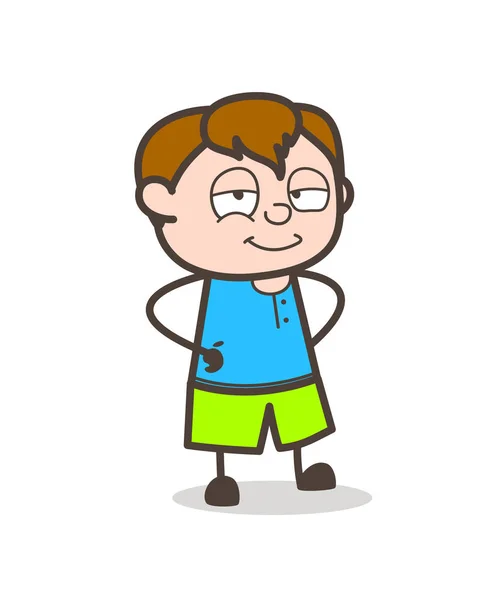 Smiling Little Kid Face Expression Cute Cartoon Boy Illustration (dalam bahasa Inggris). - Stok Vektor