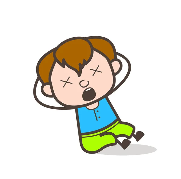Dizzy gezicht met schreeuwen expressie - Cute Cartoon Boy illustratie — Stockvector