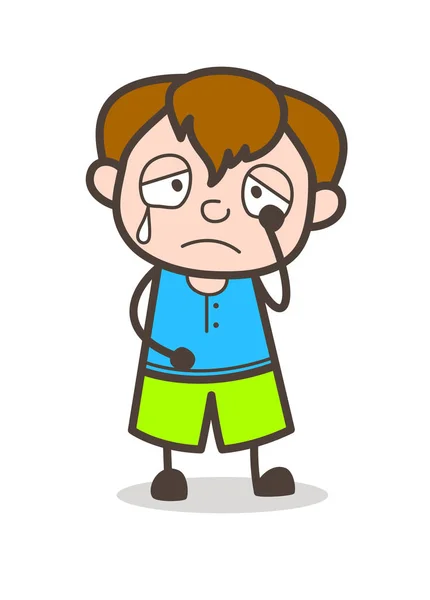 Faccia commovente piangendo - Carino cartone animato Boy Illustrazione — Vettoriale Stock