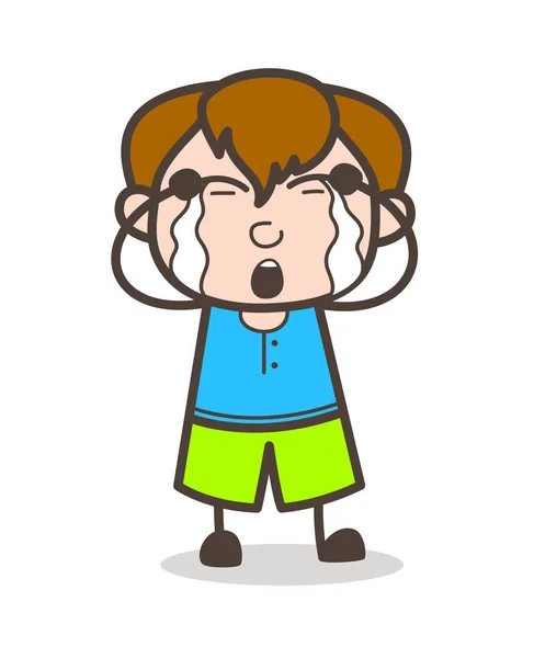 Faccia che piange ad alta voce - Carino Cartoon Boy Illustrazione — Vettoriale Stock