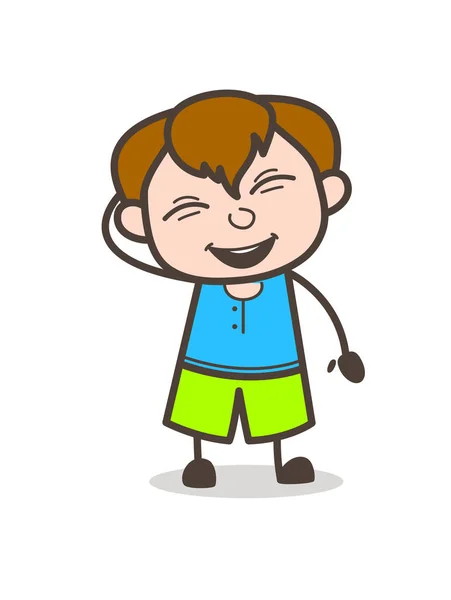 Radostné dítě směje výraz - roztomilý kreslený obrázek chlapce — Stockový vektor