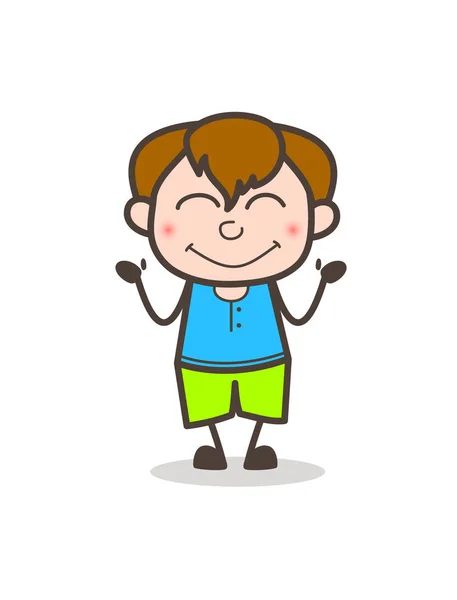 Usmívající se tvář plachý kluk - roztomilý kreslený obrázek chlapce — Stockový vektor