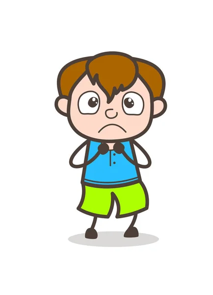 Miedo cara de niño - Lindo niño de dibujos animados Ilustración — Vector de stock
