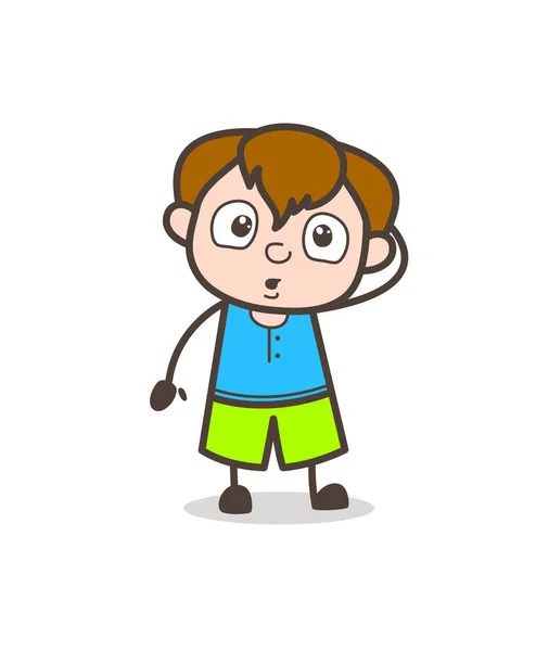 Vraag me af het gezicht expressie - Cute Cartoon Boy illustratie — Stockvector