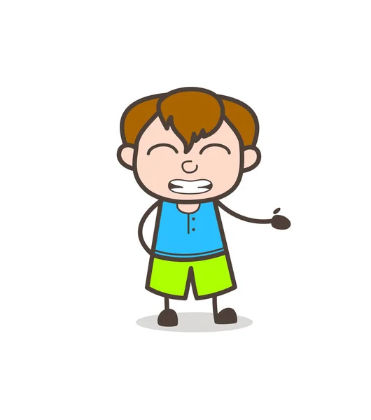 Grimassen Gesichtsausdruck - niedlichen Cartoon Boy Illustration — Stockvektor