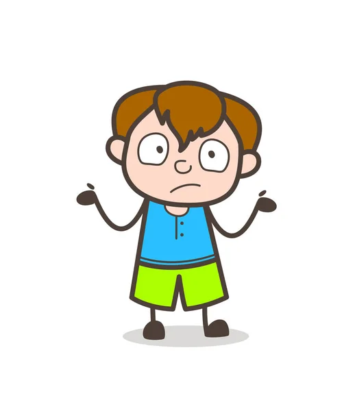 Inconsciente expresión de la cara - Lindo niño de dibujos animados Ilustración — Vector de stock