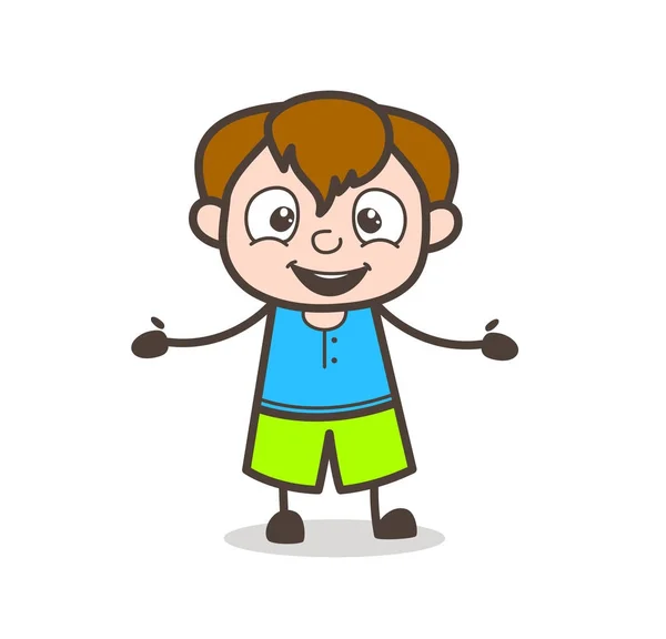 Joyful Face - Cute Cartoon Boy Illustration — Stock Vector