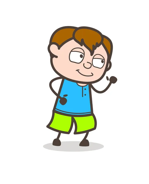 Posa in esecuzione in stato d'animo felice - Carino cartone animato Boy Illustrazione — Vettoriale Stock