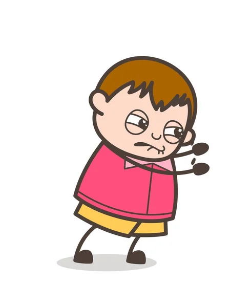 Spingere con tutta la forza - Carino cartone animato grasso Kid Illustrazione — Vettoriale Stock