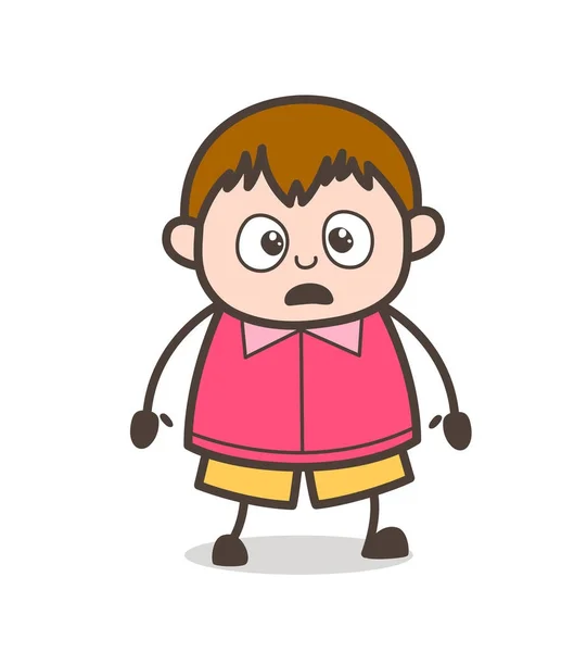 Expressão facial chocada - Ilustração bonito do miúdo gordo dos desenhos animados — Vetor de Stock