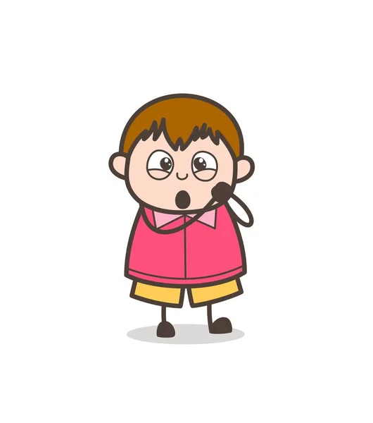 Sensación de expresión de la cara encantadora - Ilustración de niño gordo de dibujos animados lindo — Vector de stock